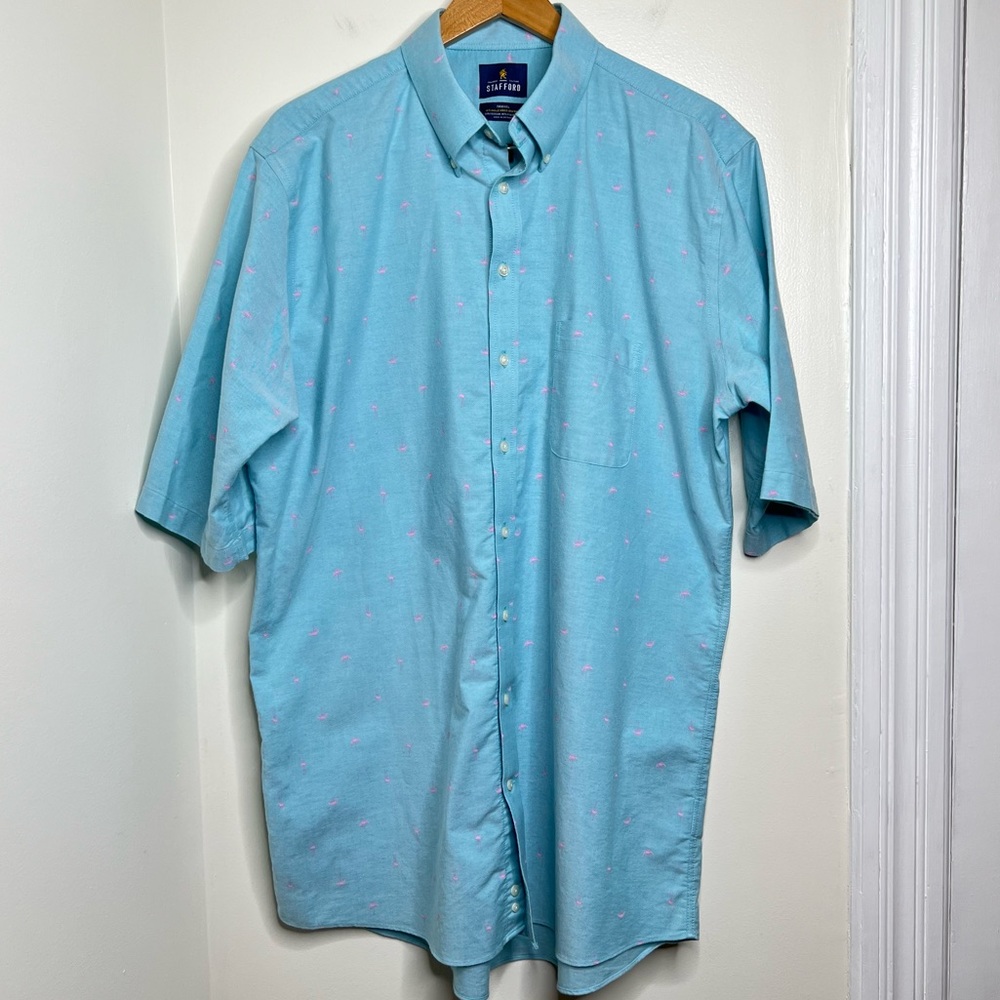 Stafford Light Blue Casual Button Down Shirt